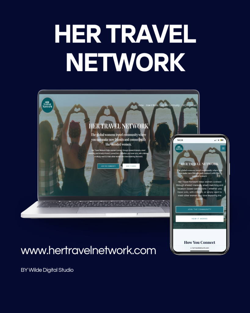 wilde digital studio her travel network mockup.